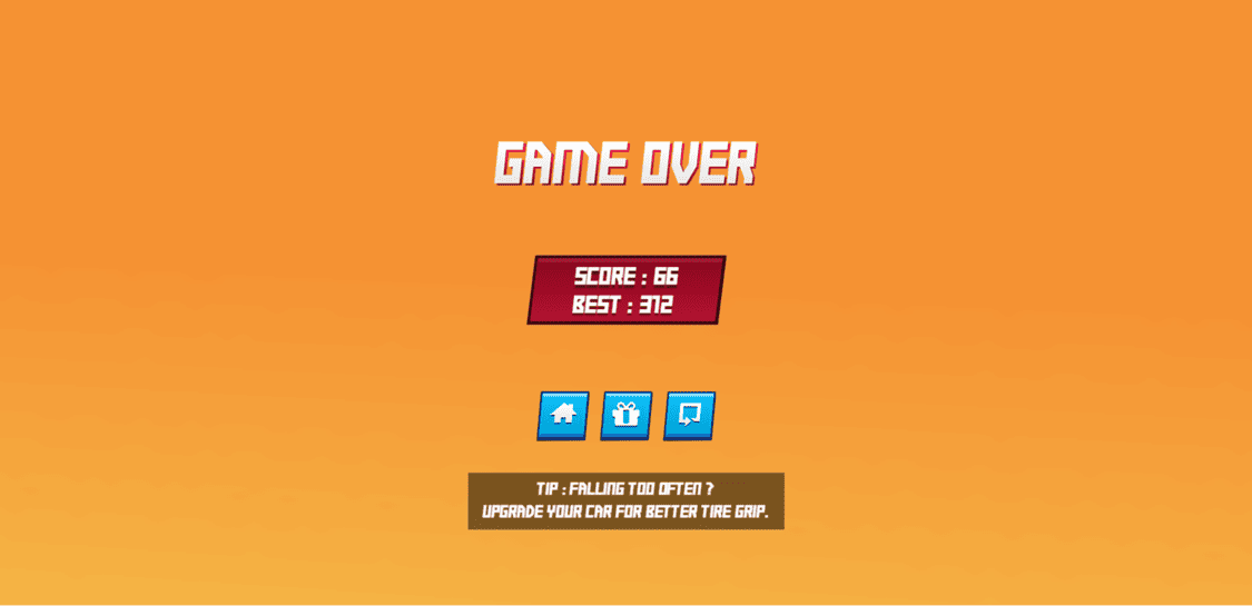 Drift Boss Game Over Screen